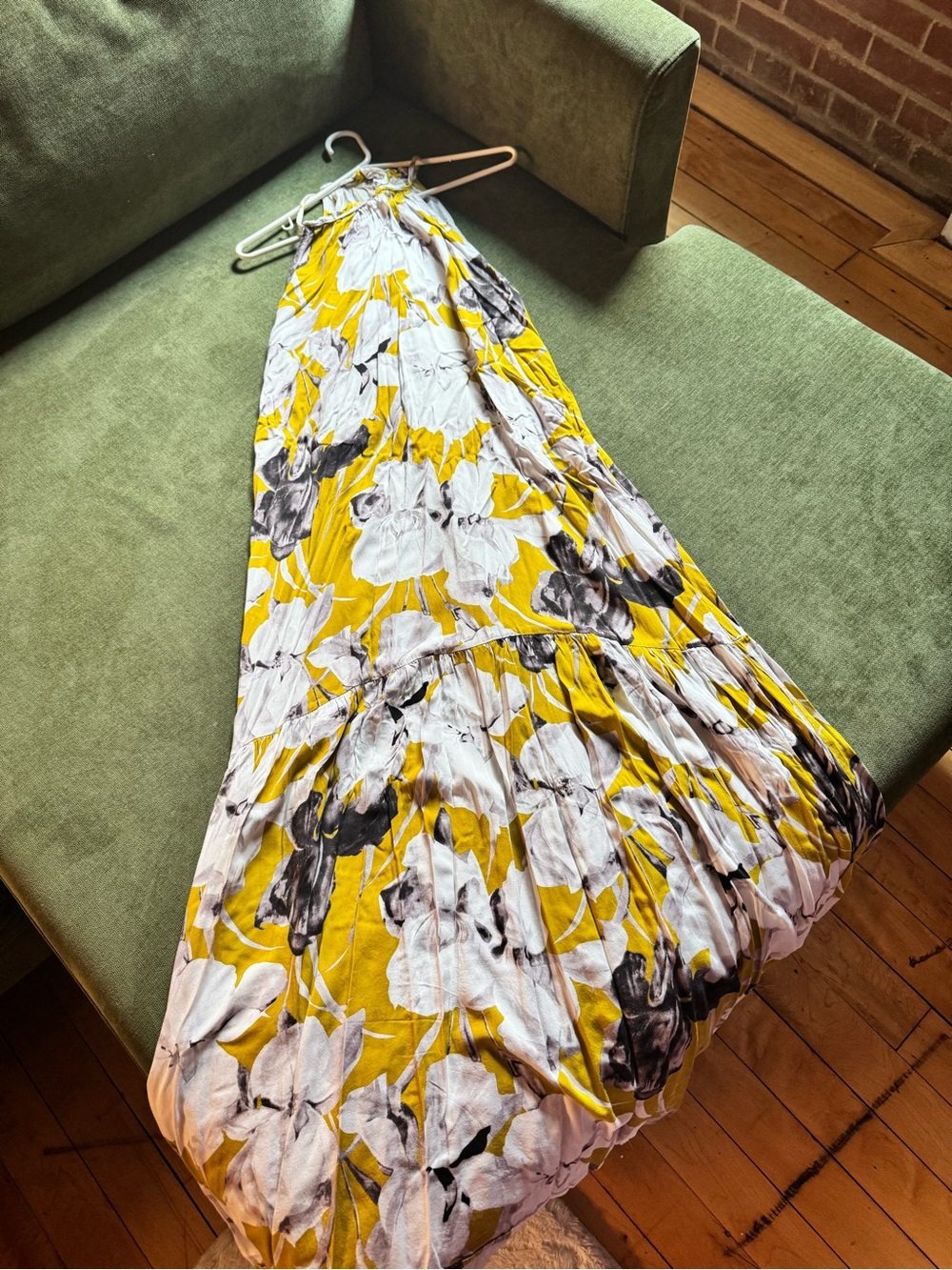 Yellow Floral Halter Maxi Dress